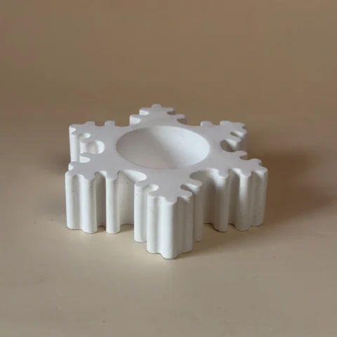 Porta-velas Floco branco, em forma de floco de neve com cavidade central