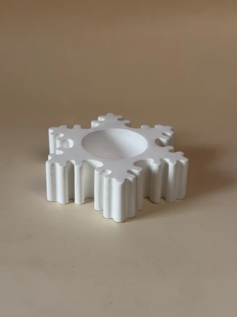 Porta-velas Floco branco, em forma de floco de neve com cavidade central